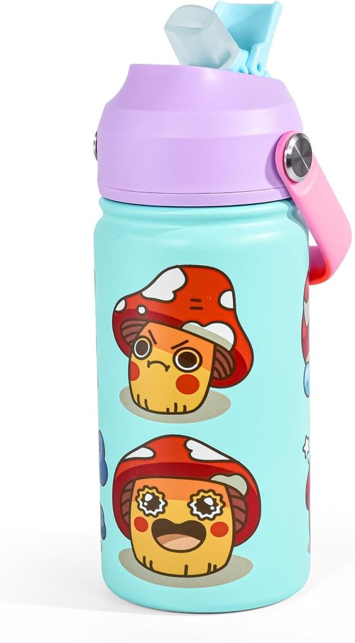 AGH 12oz Stainless Steel Kids Water Bottle - Double Insulated Sports Bottle for Travel | Mushroom Color