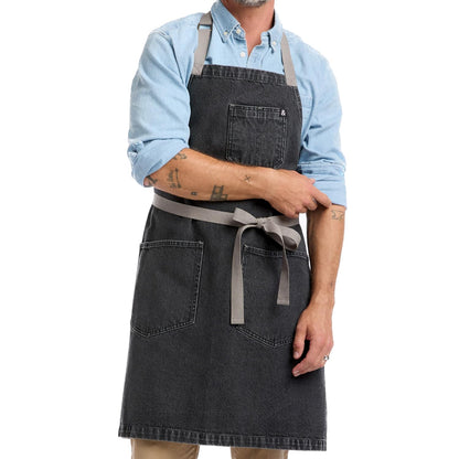 hedley & bennett Essential Apron - Professional Chef Apron with Pockets - Kitchen Apron for Men - Grilling Apron - Chef Aprons for Men - Apron for Women - 8oz 100% Cotton Denim Fabric - Oyster Grey