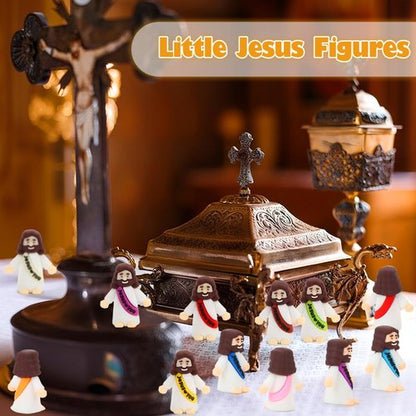 40 Pcs Mini Jesus Figurines in Bulk, Little Jesus Loves You Figures to Hide Tiny Action Figure for Crafts Pocket Seek Religious Gifts Christmas Stuffers Fillers Sunday School Baptism Christ Savior