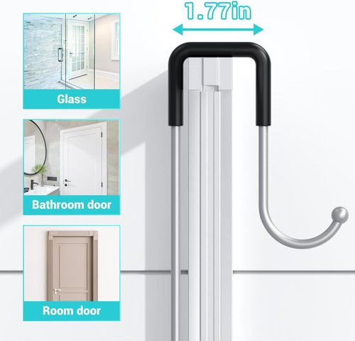 Aitatty Hanging Shower Caddy - Rustproof Over-Door Organizer for Easy Bathroom Storage | Silver Finish