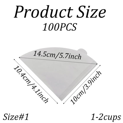 pson 100Pcs Coffee Filters #1, Disposable Coffee Filter Paper for 1-2 Cups, Compatible with Drip Coffee Maker and Pour Over(White)