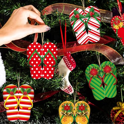 Christmas Wooden Slipper Ornaments - Beach & Hawaiian Style Holiday Decor