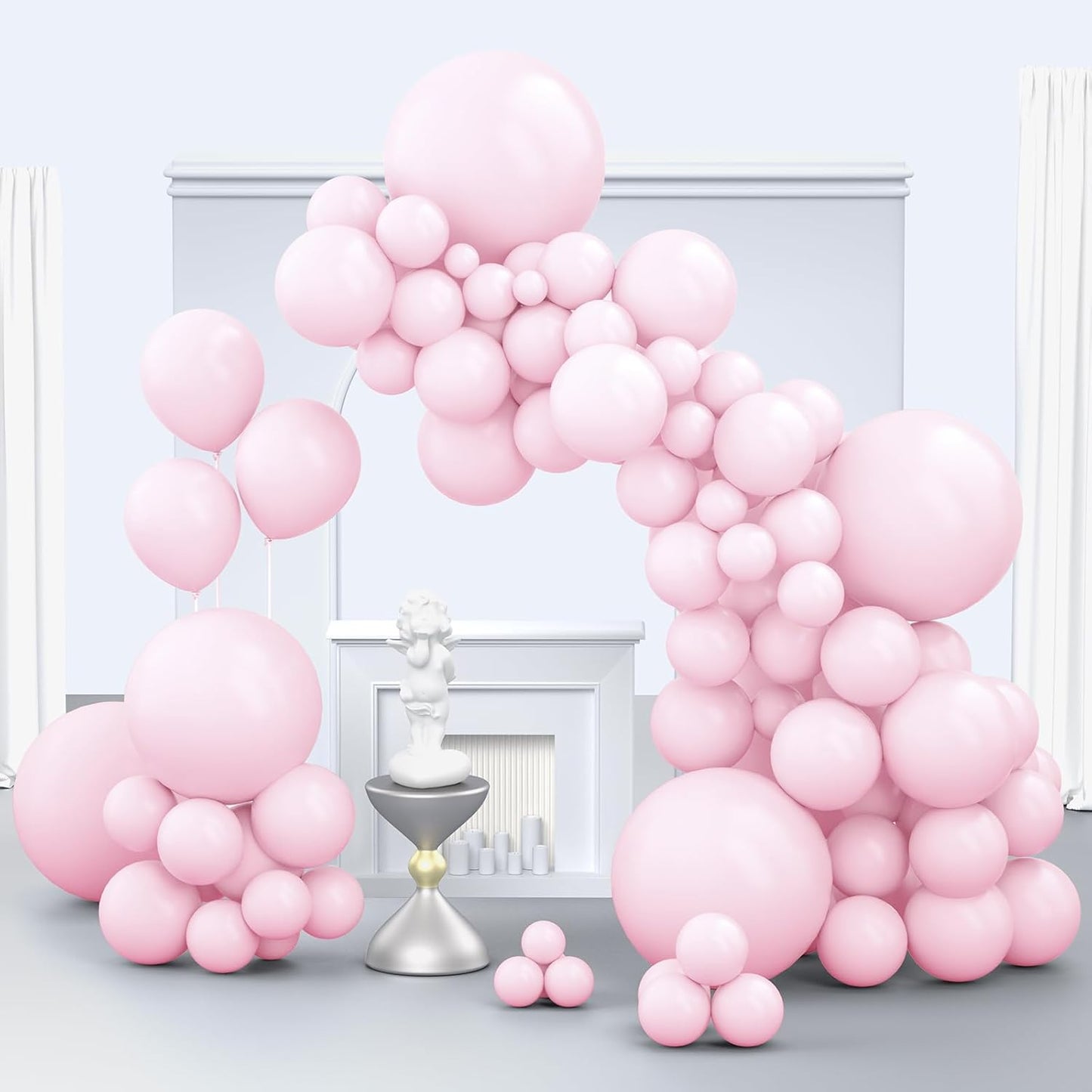 Pastel Pink Balloons by [Brand Name] - 150-Piece Set in 5", 10", 12", & 18" Sizes for Birthday Party Decor