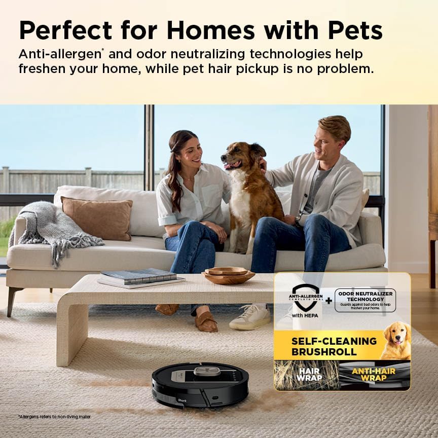 Shark Robot Vacuum & Mop Combo - Self-Emptying & Self-Refilling with Heated Mop | 60-Day Capacity, Black RV2920XE