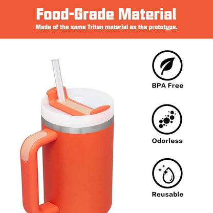 Stanley Replacement Straws - 6 Pack Clear Straws with Cleaning Brush for 40 oz Adventure Tumbler