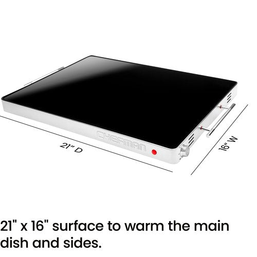 Chefman Electric Warming Tray with Adjustable Temperature Control, Perfect For Buffets, Restaurants, Parties, Events, and Home Dinners, Glass Top Extra Large 21” x 16” Surface Keeps Food Hot – Black