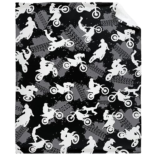 Motorcycle Dirt Bike Blanket for Kids and Boys - 80x60 Inches Gift