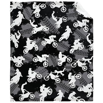 Motorcycle Dirt Bike Blanket for Kids and Boys - 80x60 Inches Gift