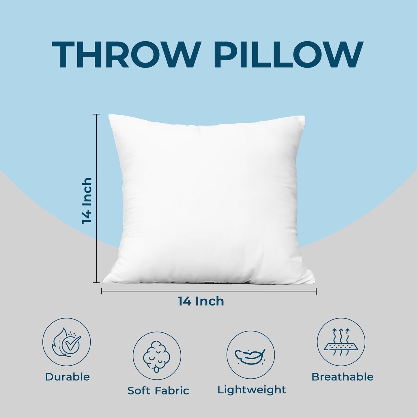 Utopia Bedding Throw Pillows (Set of 1, White) – 14 x 14 Inches Down Alternative Pillows for Bed, Sofa, and Couch - Fluffy Decorative Stuffer Pillow for Indoors & Outdoors