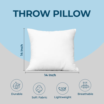 Utopia Bedding Throw Pillows (Set of 1, White) – 14 x 14 Inches Down Alternative Pillows for Bed, Sofa, and Couch - Fluffy Decorative Stuffer Pillow for Indoors & Outdoors