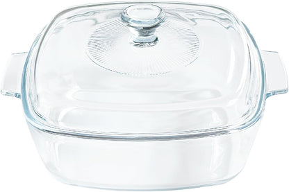 Skiennix Small Tempered Glass Casserole Dish - Oven Safe with Lid | 0.8L Clear Microwave Baking Dish