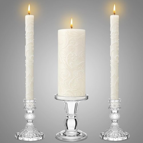 Irenare Unity Candles - Elegant Glass Holder for Wedding Ceremonies | Pillar Candle Decor