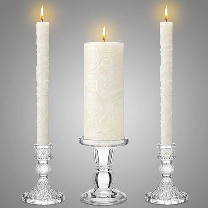 Irenare Unity Candles - Elegant Glass Holder for Wedding Ceremonies | Pillar Candle Decor