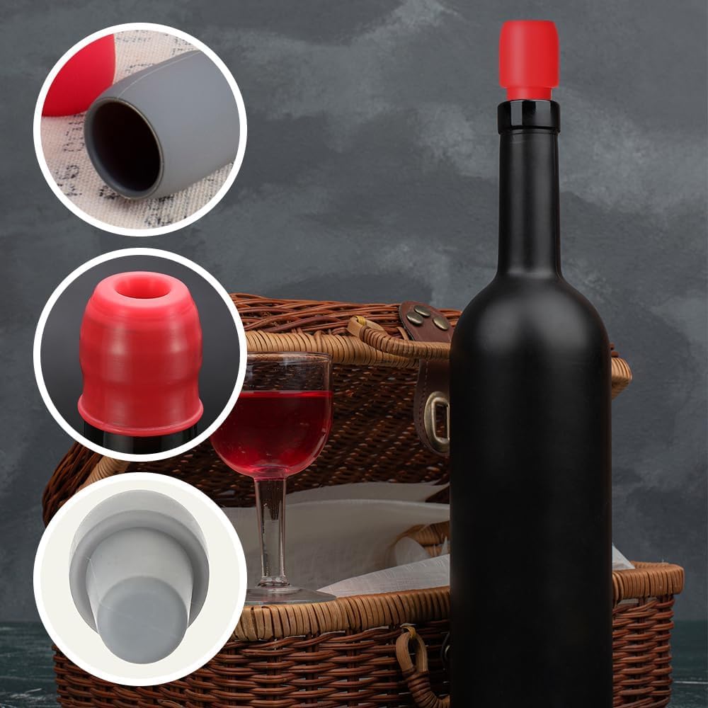 New Reusable Sparkling Wine Bottle Stopper, Wine Stoppers for Wine Bottles, Silicone Wine Stopper Wine Bottle Stopper for Beer Champagne Prosecco Home Use (4)