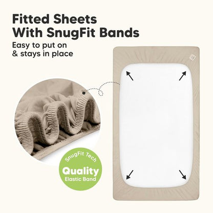 KeaBabies Waterproof Baby Crib Sheets - 2-Pack Viscose Bamboo Fitted Mattress Protector | Soft Ecru 52x28