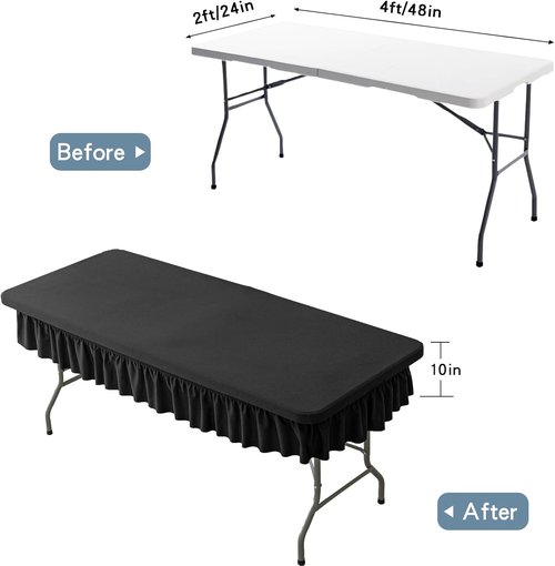4ft Black Stretch Tablecloth by [Brand Name] - Waterproof, Wrinkle-Resistant Design for Events