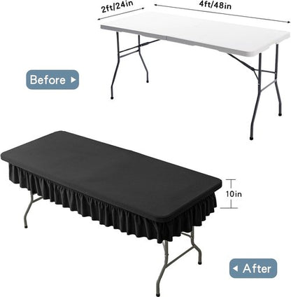 4ft Black Stretch Tablecloth by [Brand Name] - Waterproof, Wrinkle-Resistant Design for Events