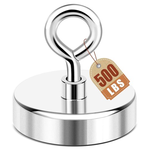 DIYMAG Super Strong Neodymium Fishing Magnet - 500 lbs Pulling Force | 2.36 Inch Diameter for River Retrieval