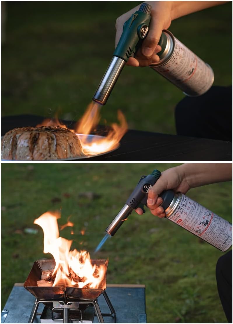 CAMPINGMOON Butane Torch - High Power Cooking Blow Torch Head | Green MT-2913-G