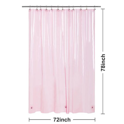 Barossa Design Clear Pink Long Shower Curtain Liner 78" Height - 3 Magnets & Waterproof Lightweight PEVA Shower Liner for Bath Tub, PVC Free, Metal Grommets, Clear Pink, 72x78