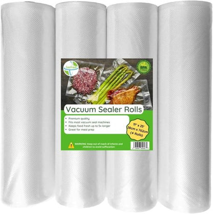 EverFresh Vacuum Sealer Rolls - 11" x 25' | 15% Thicker Embossing | BPA-Free, Compatible with FoodSaver