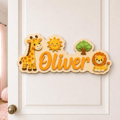Personalized Wooden Nursery Name Sign for Door & Wall