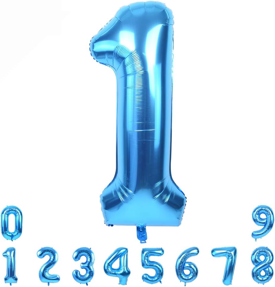 TONIFUL 40-Inch Blue Foil Mylar Number Balloon | Large 0-9 for Graduation, Weddings & Parties