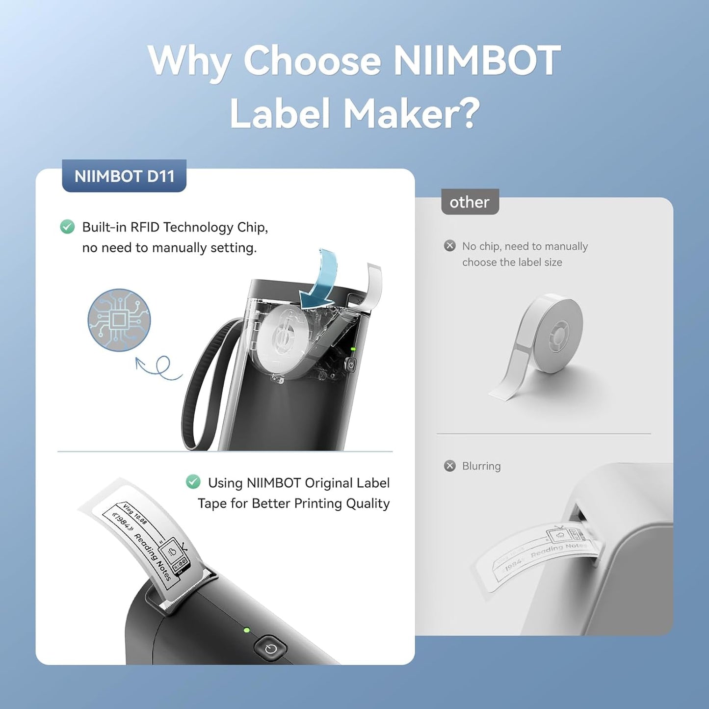 NIIMBOT Label Maker - Portable Wireless Label Printer with Multiple Templates | USB Rechargeable for Home & Office Organization