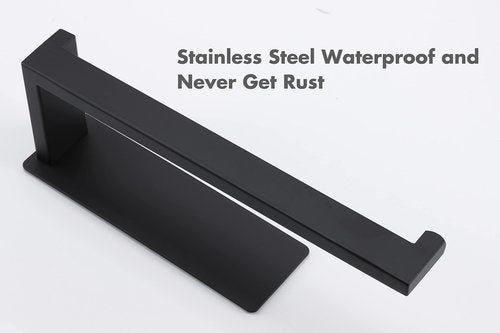 Vanloory Hand Towel Holder, Strong Self Adhesive Hand Towel Ring, Thicken SUS304 Stainless Steel Hand Towel Bar/Rack, No Drilling Modern Hand Towel Hanger (Matte Black, 9 in)