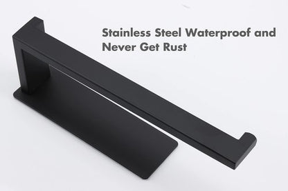 Vanloory Hand Towel Holder, Strong Self Adhesive Hand Towel Ring, Thicken SUS304 Stainless Steel Hand Towel Bar/Rack, No Drilling Modern Hand Towel Hanger (Matte Black, 9 in)