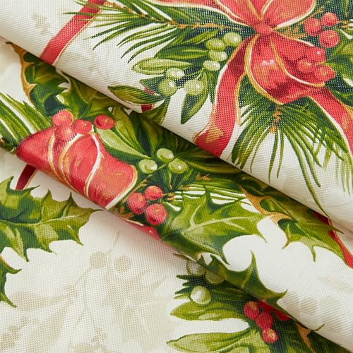 Newbridge Christmas Holly Traditions 60 x 120 Rectangle Vinyl Tablecloth