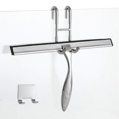 Simtive 12-Inch Shower Squeegee Set, Includes Shower Door Hook and Adhesive Hook, Squeegee for Shower Doors, Mirror and Window, Silver