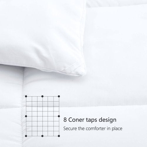 TEXARTIST Premium 2100 Series Queen Comforter All Season Breathable White Comforter Soft 4D Spiral Fiber Quilted Down Alternative Duvet Insert with Corner Tabs Luxury Hotel Style (88"x88")