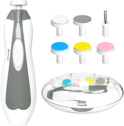 Skiennix Electric Baby Nail Trimmer - 6-in-1 Infant Grooming Kit with Clippers & File | Grey