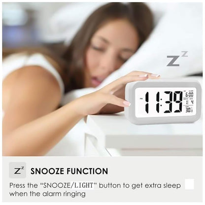 Digital Alarm Clock with Large Display, Snooze & Indoor Temperature