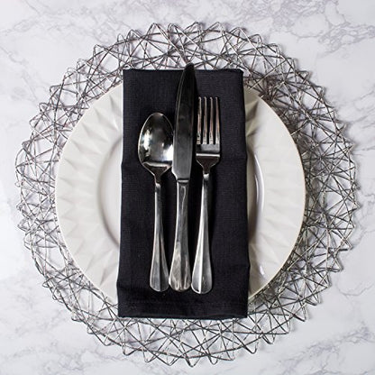 15-Inch Silver Woven Paper Round Placemats Set of 6 - Elegant Table Decor