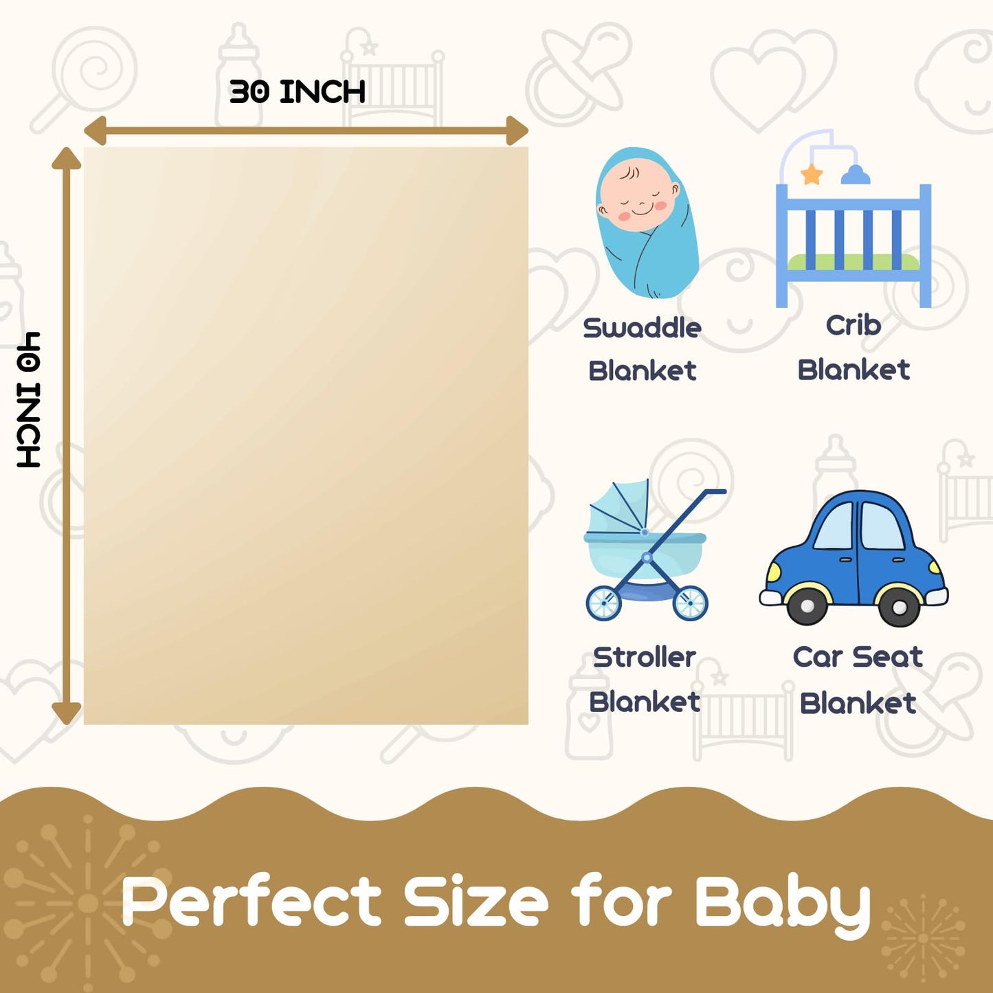 Yurhap Leopard Print Baby Blanket Fleece Baby Blankets for Boys Girls, Ultra Soft Cozy Fluffy Infant Toddler Newborn Receiving Blankets for Crib Stroller, 30"x40", Cream