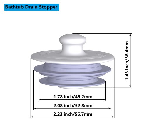 Bathtub Drain Stopper, Drain Plug, Silicone Stopper (Patented Design) (1, Large,Gray)