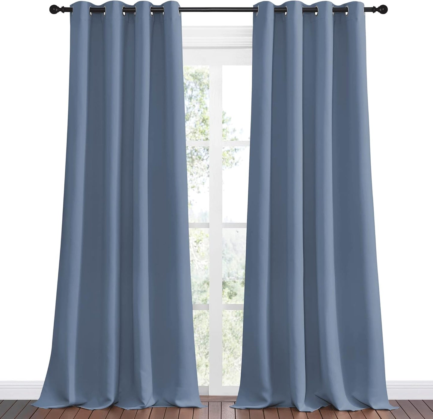 NICETOWN Room Darkening Curtain Panels - Thermal Insulated Blackout Draperies, 102" Length, Stone Blue, 2 Pieces