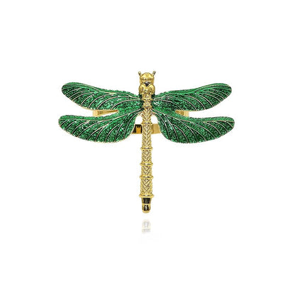 Dragonfly Napkin Rings Set of 6 - Gold Tone Napkin Holders for Fall & Holiday Tables