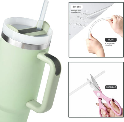 Stanley 6-Pack Replacement Straws - 12-Inch Clear Reusable Plastic Straws for 40 oz & 30 oz Tumblers | Dishwasher Safe & BPA-Free