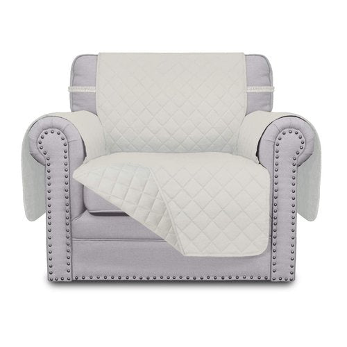 Easy-Going Chair Sofa Slipcover Reversible Sofa Cover Water Resistant Couch Cover Furniture Protector Cover with Elastic Straps for Pets Kids Children Dog Cat (Chair, Ivory/Ivory)