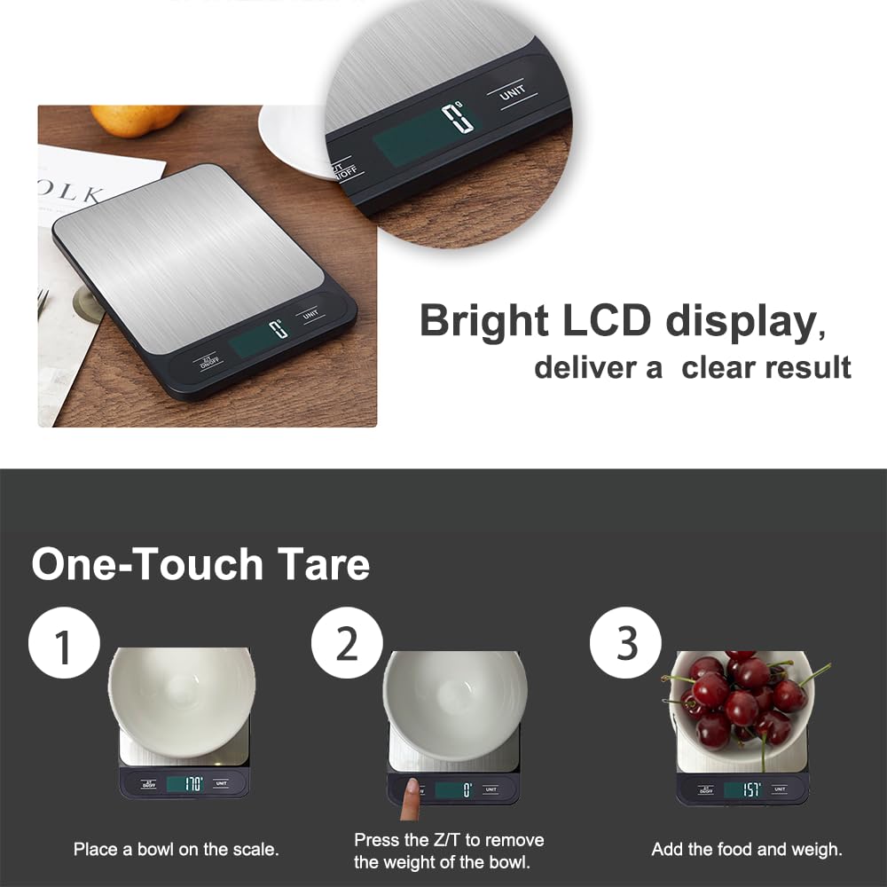Skiennix Digital Kitchen Scale - Accurate Weight Measurement in Grams & Ounces | 11lb Capacity, LCD Display