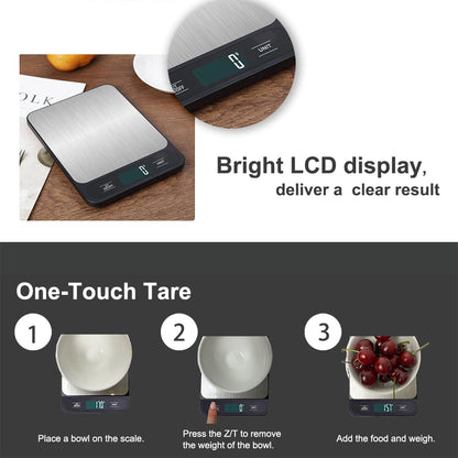Skiennix Digital Kitchen Scale - Accurate Weight Measurement in Grams & Ounces | 11lb Capacity, LCD Display