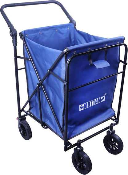 MATTAM Collapsible Basket Trucks Service Carts with Wheels for Material handling, 265 lbs Capacity，21" L x 18.9" W x 35.4" H (Blue)
