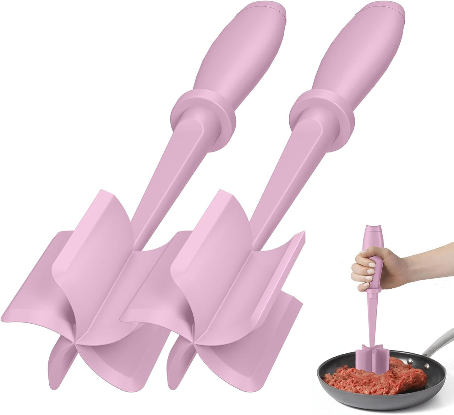 Skiennix Meat Chopper Set - Premium Heat Resistant Hamburger Grinder Tool | 2 Pcs Pink