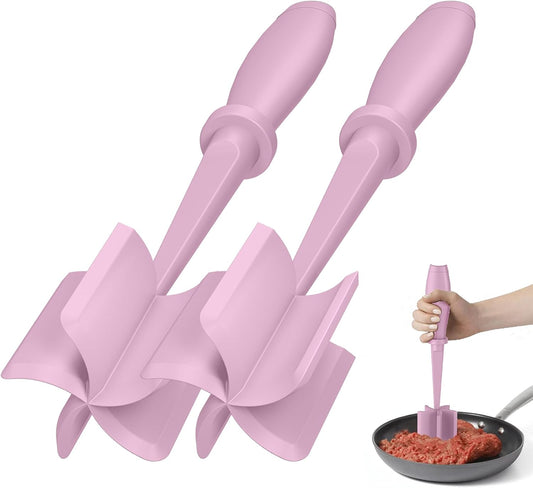 Skiennix Meat Chopper Set - Premium Heat Resistant Hamburger Grinder Tool | 2 Pcs Pink