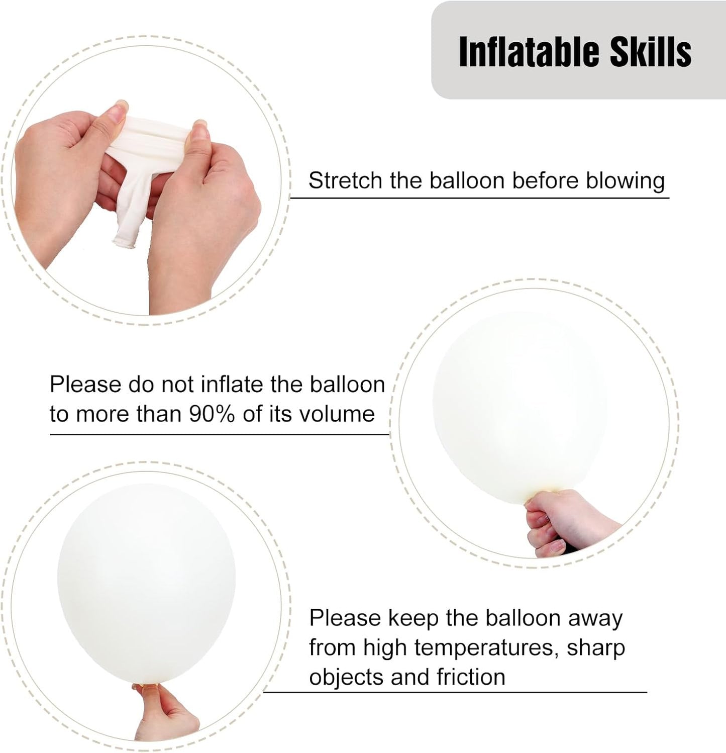 RUBFAC 154-Piece White Latex Balloon Set - Various Sizes for Birthday, Wedding & Baby Shower Decor