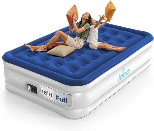 iDOO Air Mattress Full - Upgraded Inflatable Bed with Built-In Pump | Portable & Comfortable for Home or Camping