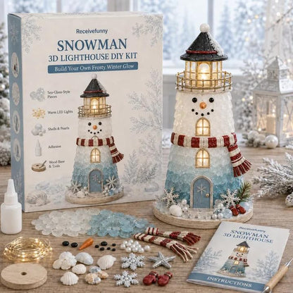Snowman DIY Lighted Christmas Lighthouse Kit - Holiday Craft Set